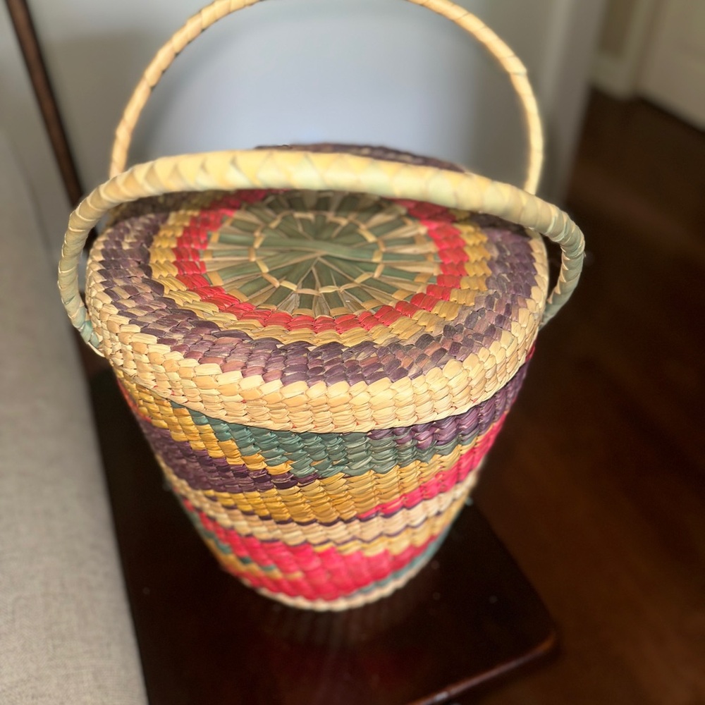 Vintage Colorful Woven Basket